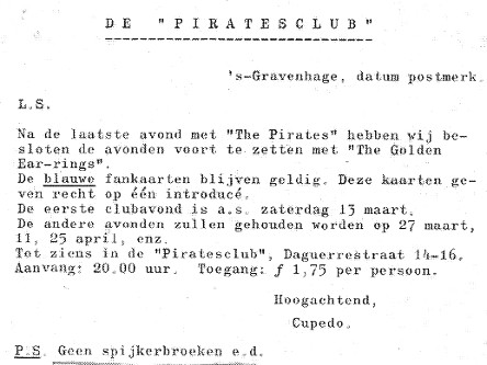 The Golden Ear-rings show announcement Den Haag - De Haard March 13, 1965