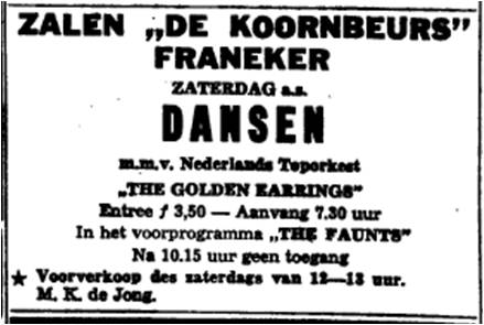 Golden Earrings show announcement Leeuwarder Courant January 27, 1967