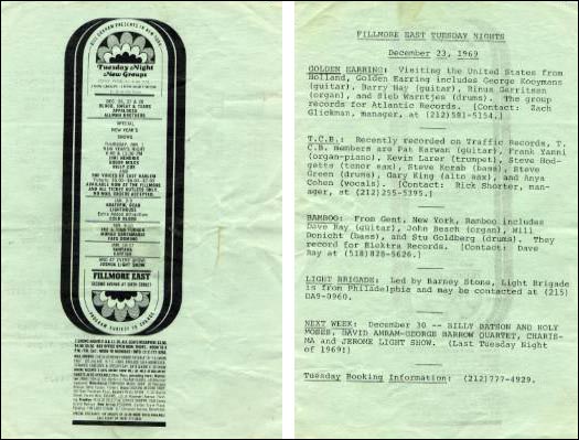 Program Fillmore East show 23-12-1969